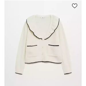 Mango ruffle collar sweater with pearl buttons